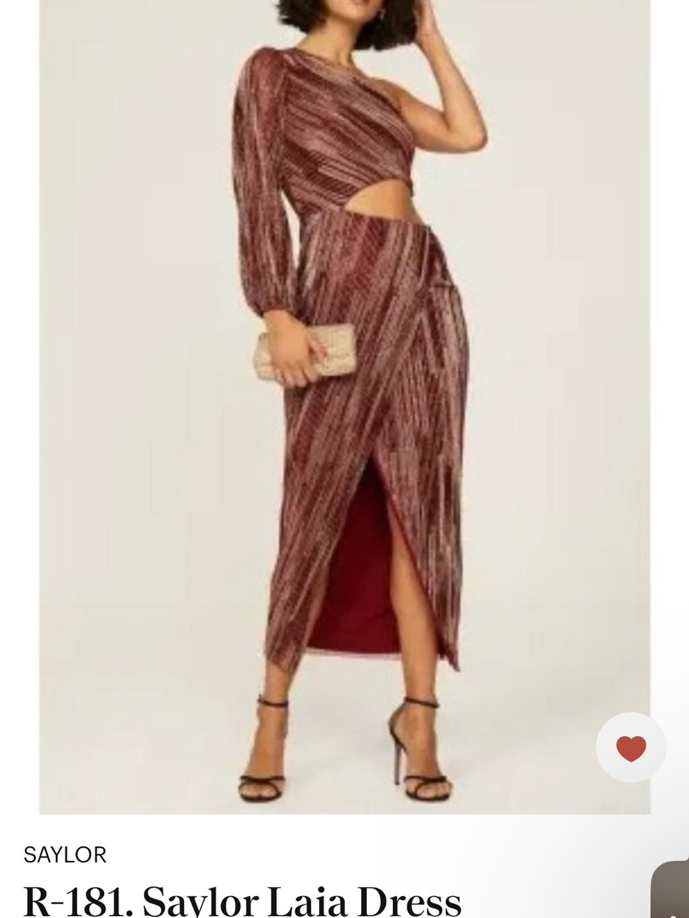 SAYLOR One-Shoulder Metallic Red Ruffle Gown